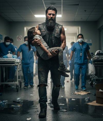 Una niña sin hogar, que había estado durmiendo detrás del contenedor de basura de un hospital durante meses, corrió por la nieve para salvar la vida de un desconocido. Se desplomó justo después de susurrar: «Es para lo que estoy entrenada», y lo que cayó de su bolsillo dejó a un motociclista mirando el suelo en completo silencio.